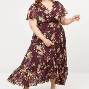 14/16 V-Neck Floral Fit n Flare Maxi Dress